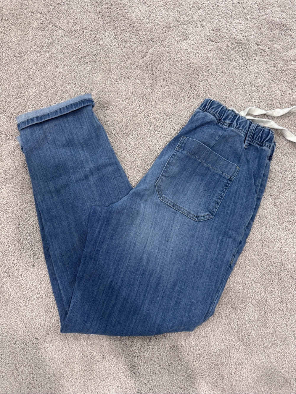 Judy Blue Relaxed Elastic-Waist Blue Denim Jeans